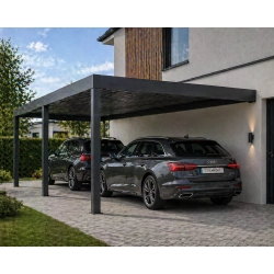 Carport przyścienny antracyt RAL 7016 – zadaszenie auta